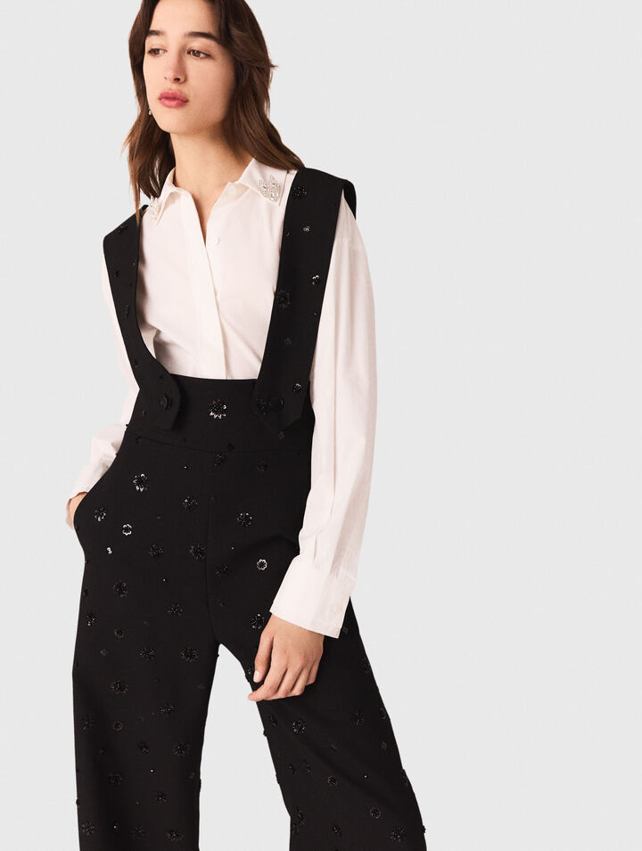 Pantalón con tirantes bordado