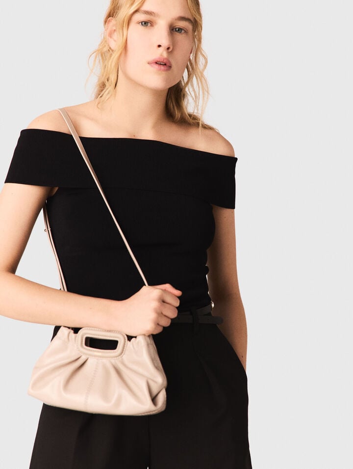 Top de punto de canal&eacute; cuello Bardot