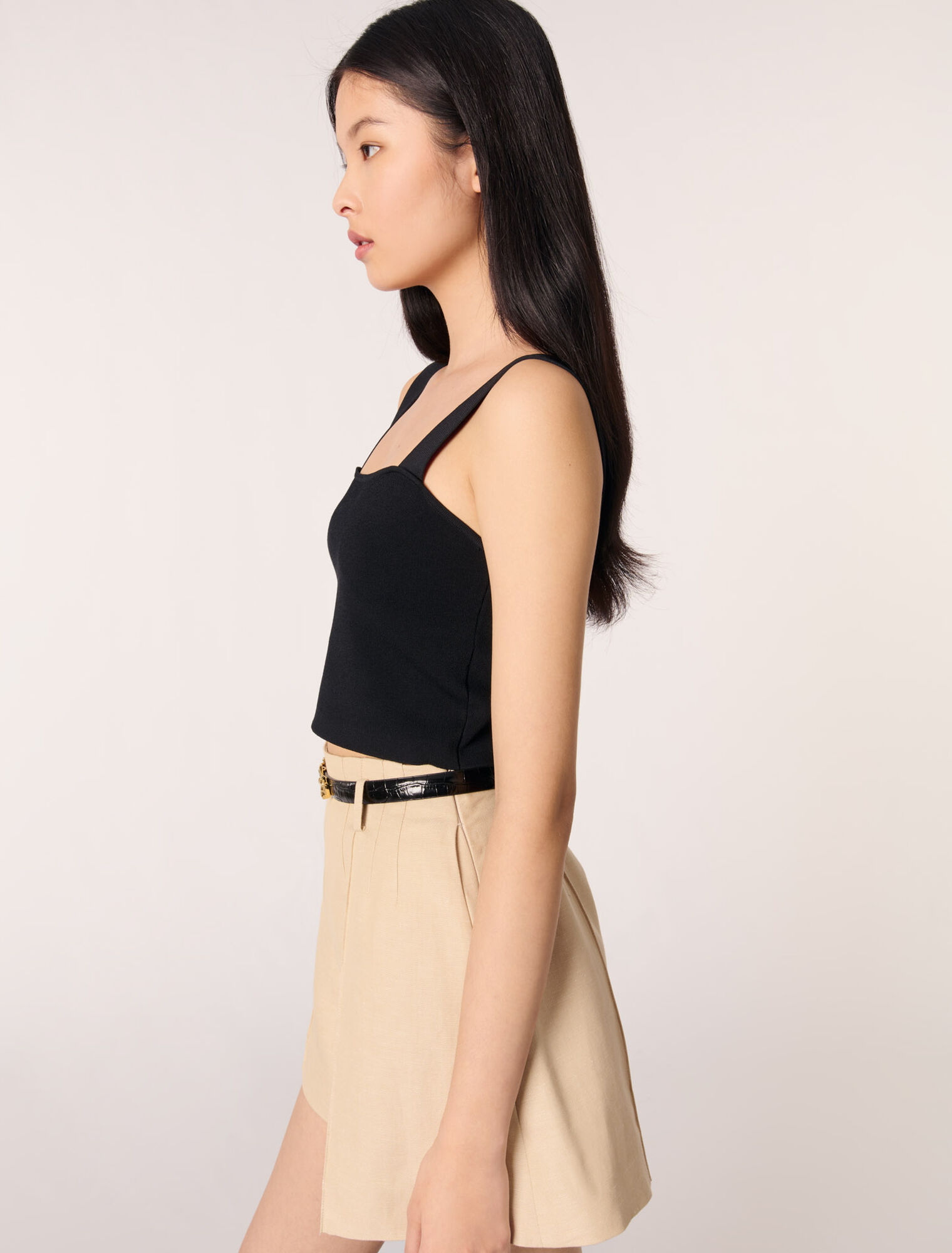 Crop top de punto con tirantes