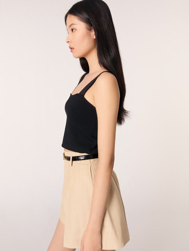 Crop top de punto con tirantes