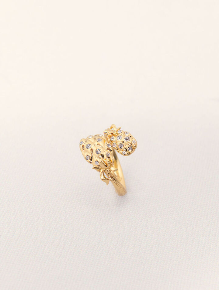Anillo doble pi&ntilde;a con strass