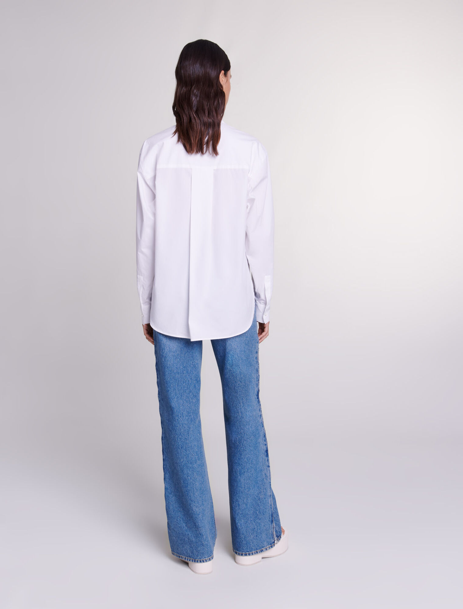 Camisa de popelina de algodón blanca