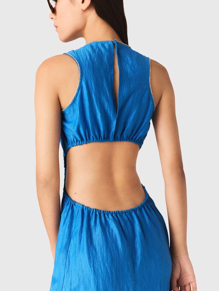 Vestido midi lino mixto sin espalda