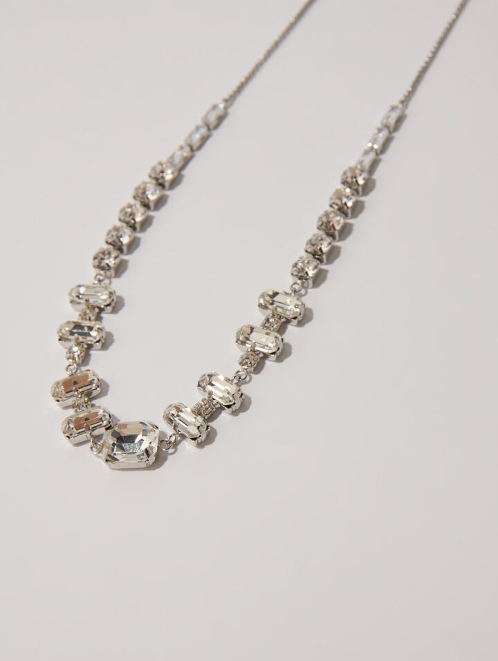 Collar gargantilla de strass plateado