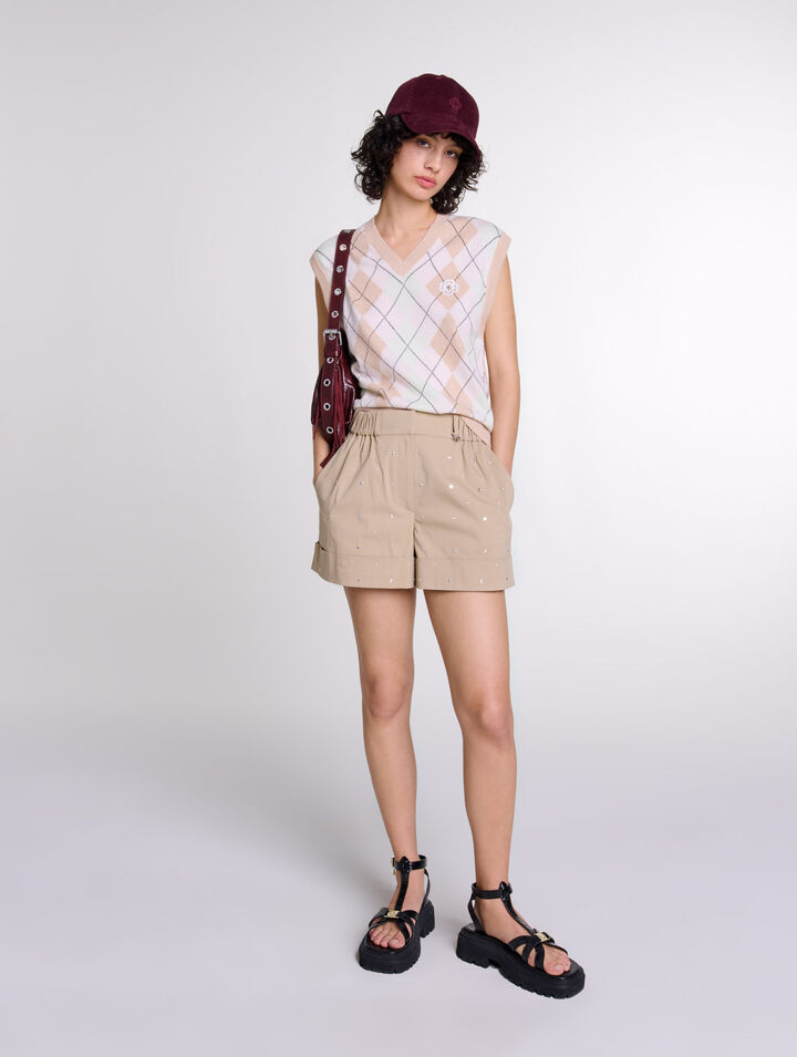 Short de algodón con tachuelas