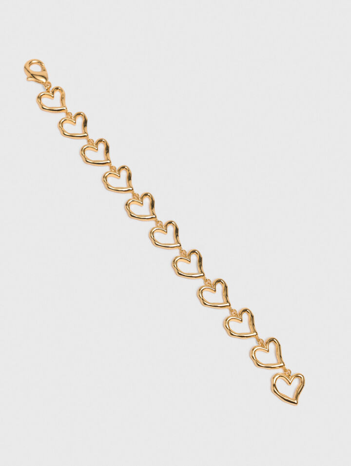 Pulsera corazón de latón dorado