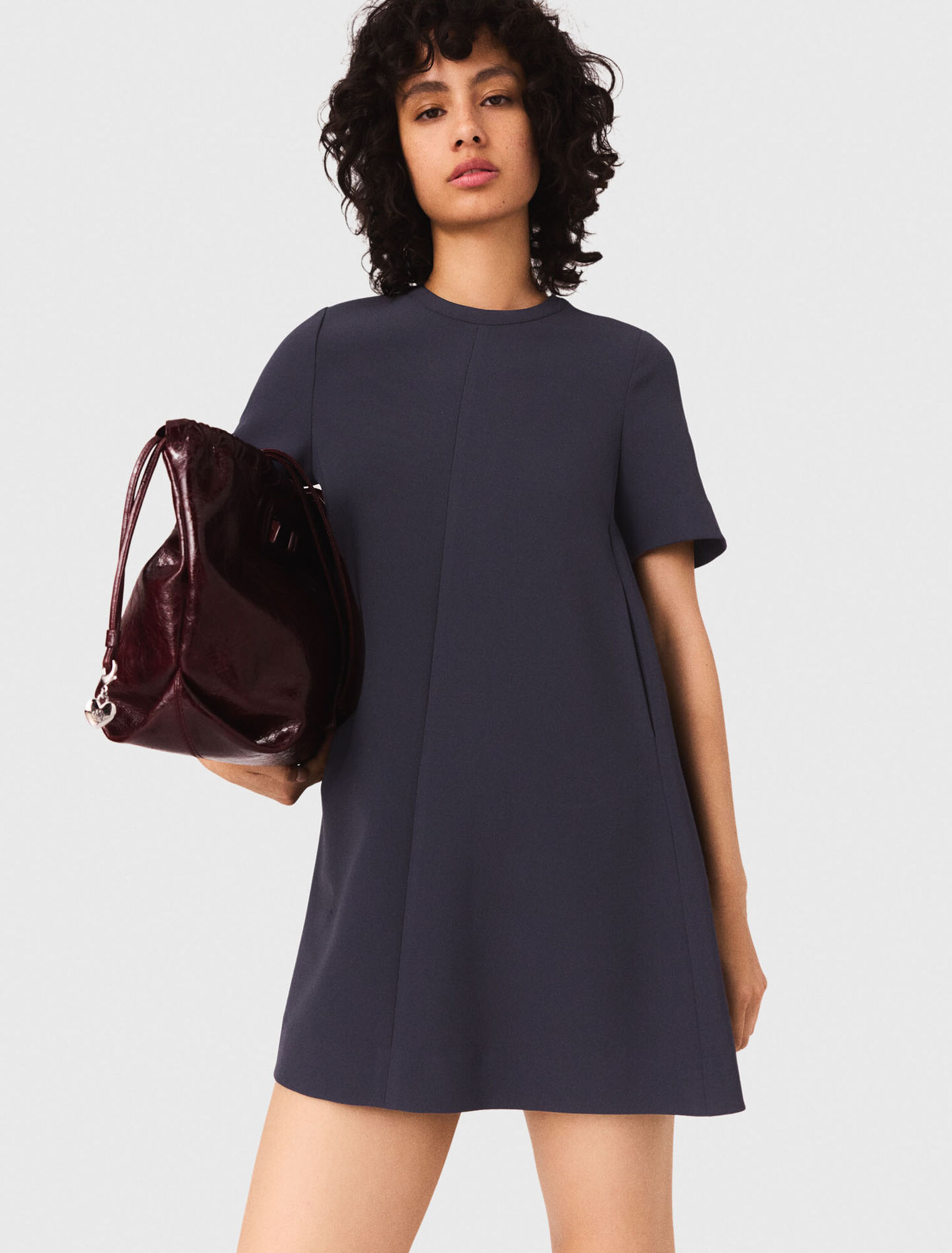 Vestido trapecio de crepé grueso