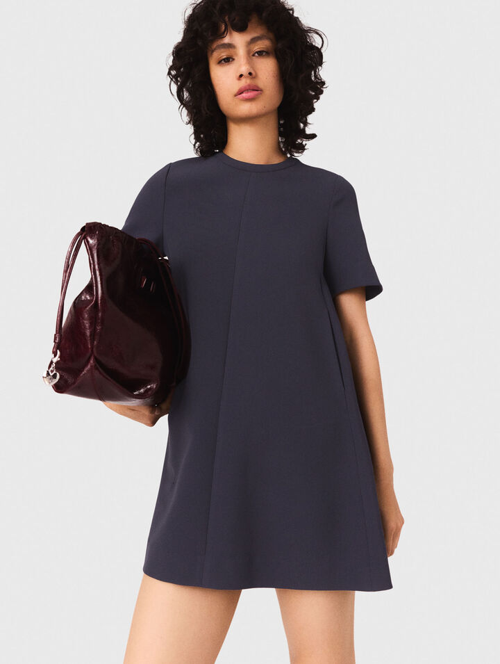 Vestido trapecio de crepé grueso