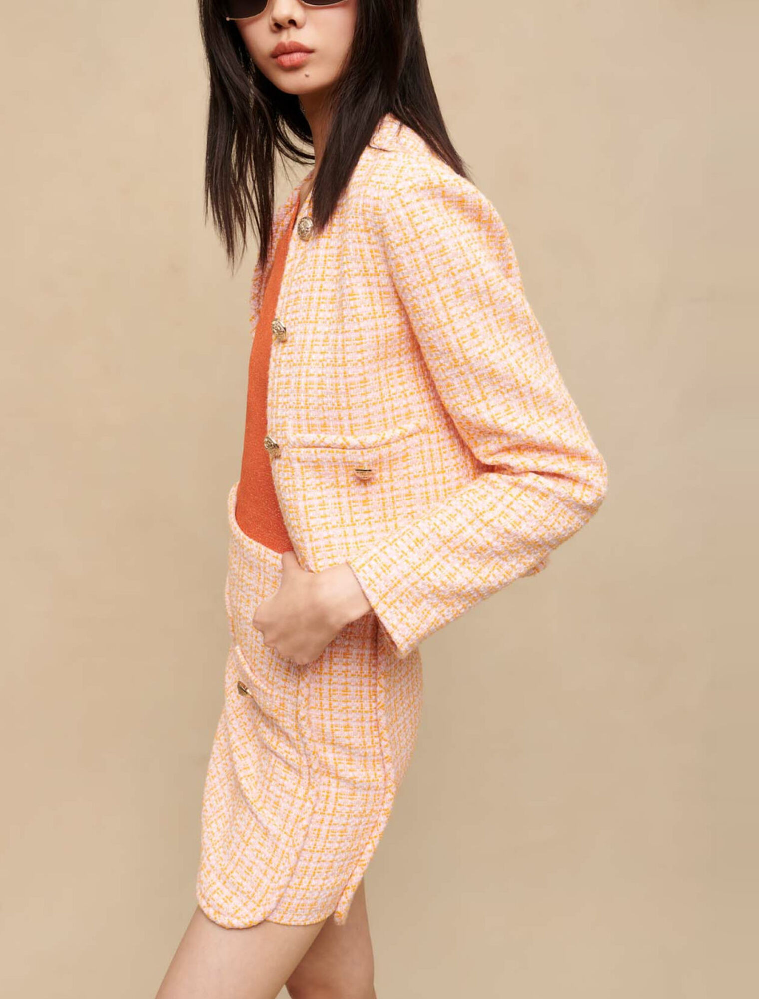 Falda corta de tweed