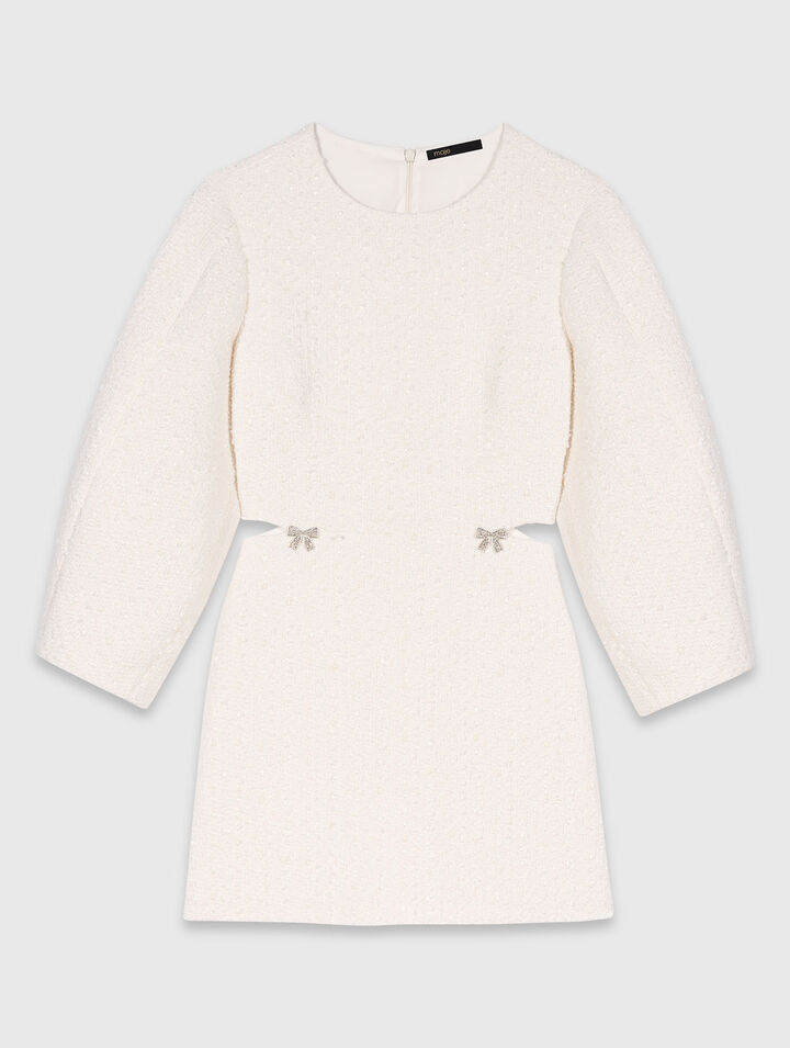 Vestido corto tweed manga balón