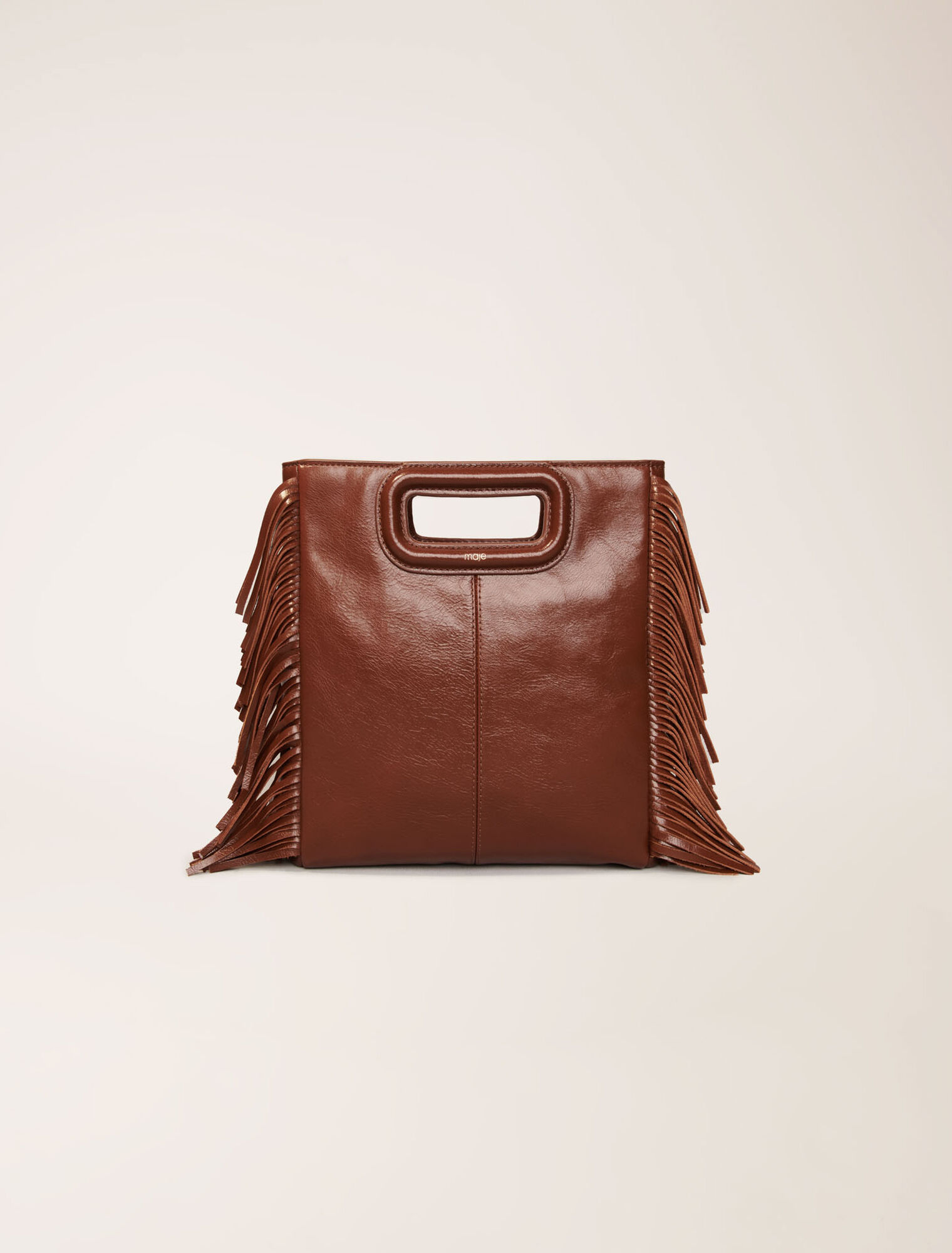 Bolso M de cuero craquelado