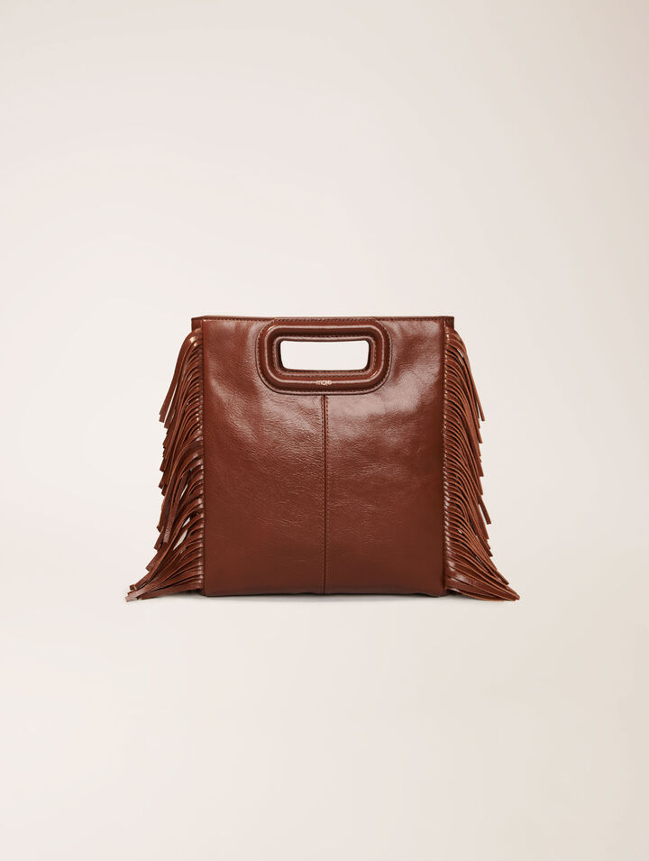 Bolso M de cuero craquelado