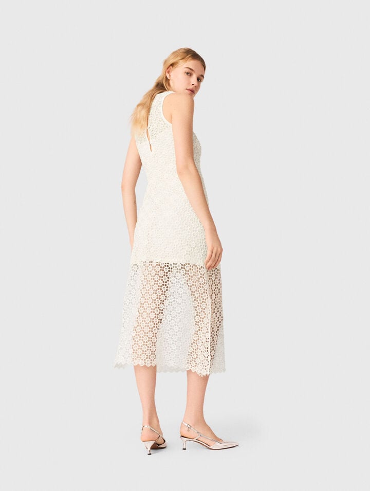 Vestido largo de ganchillo y strass