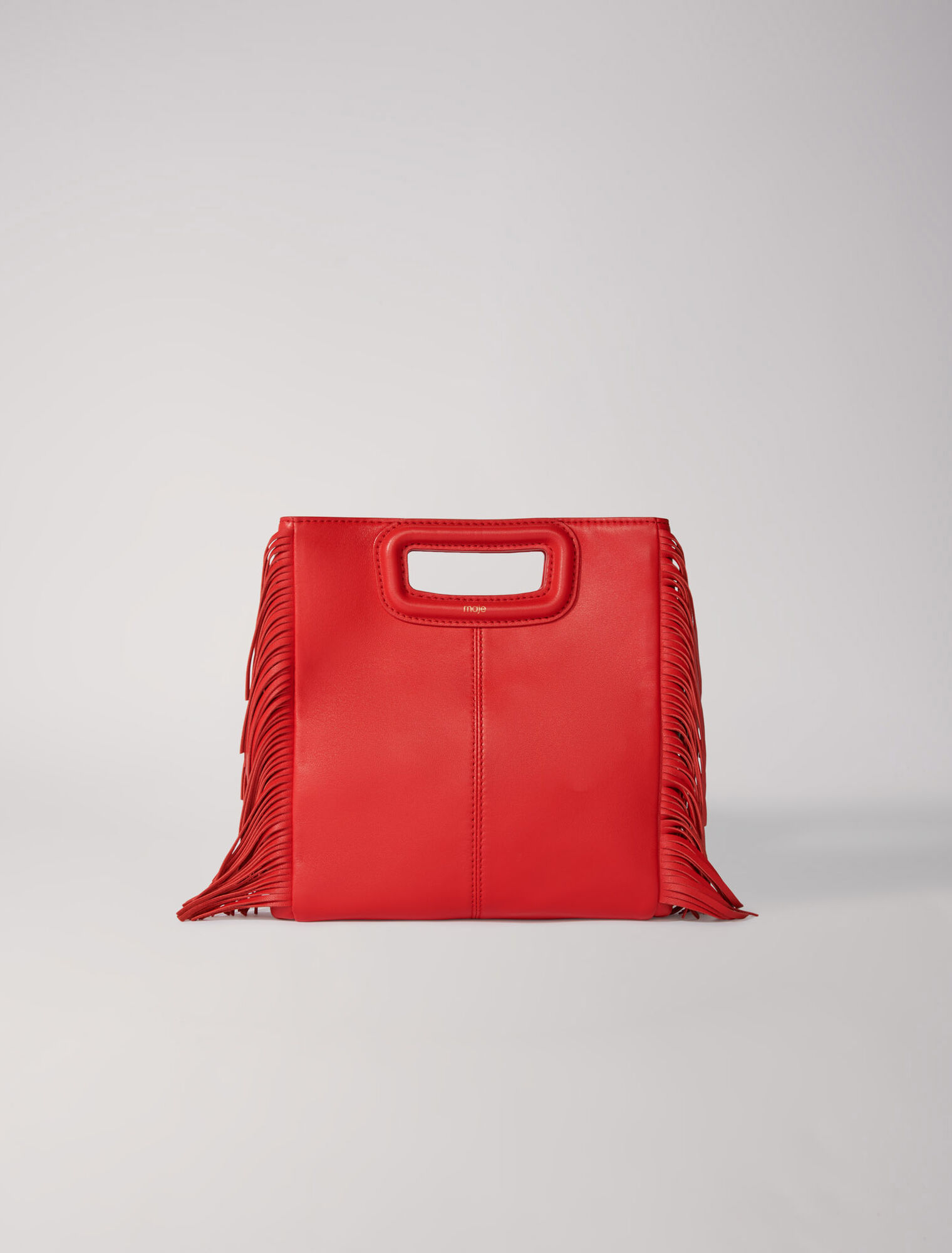 Bolso M con flecos de piel lisa