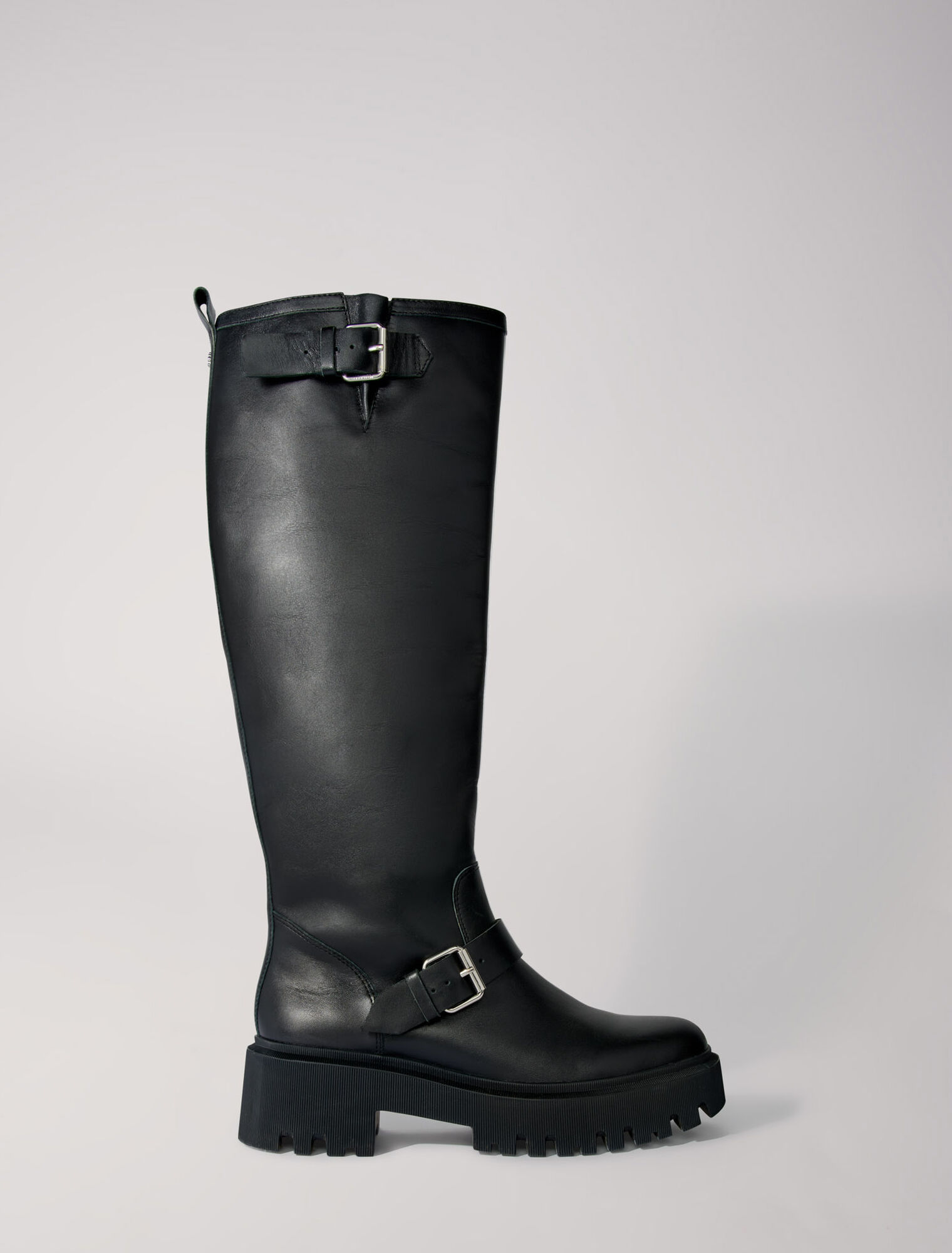 Botas moteras de cuero liso