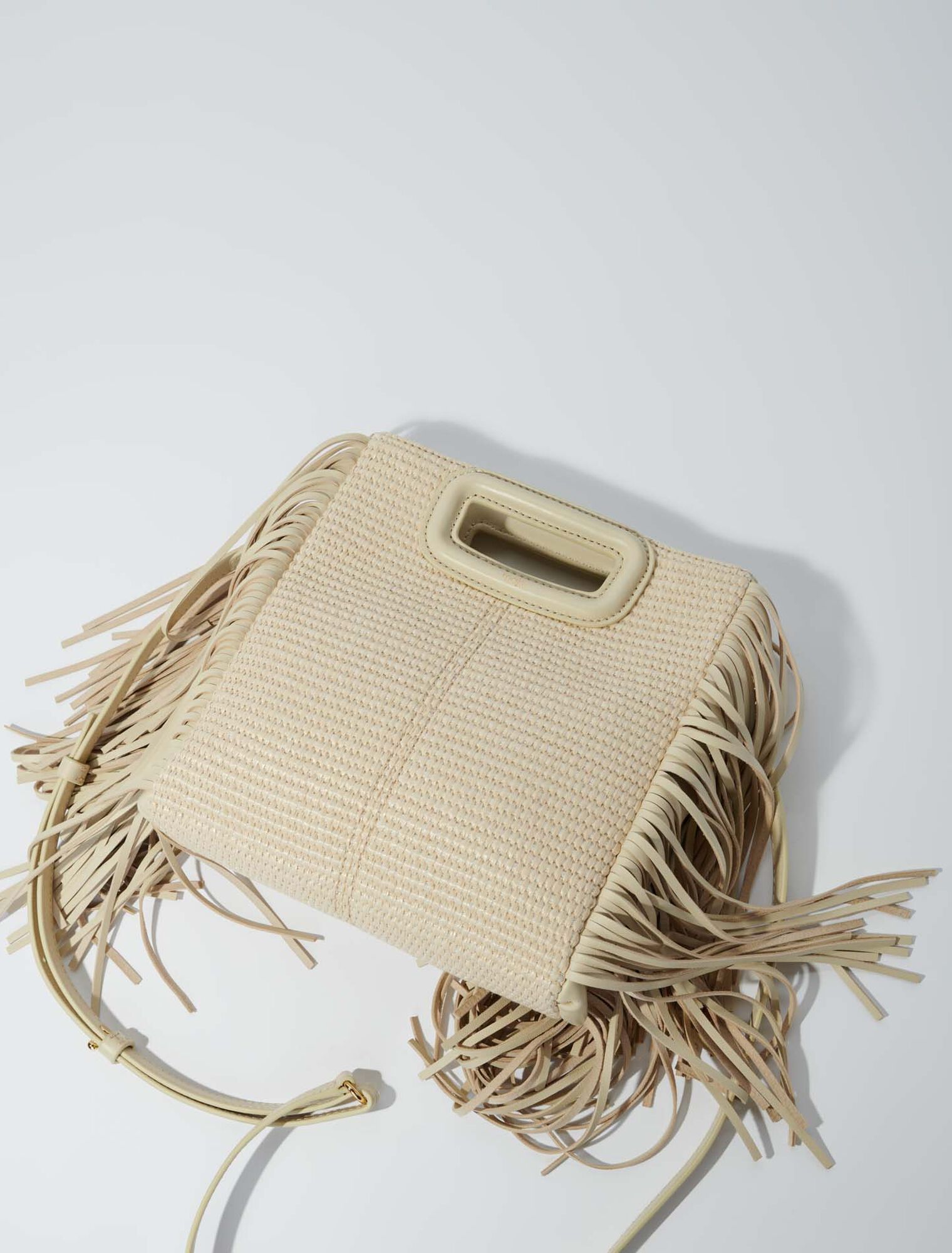 Bolso M de tela y rafia