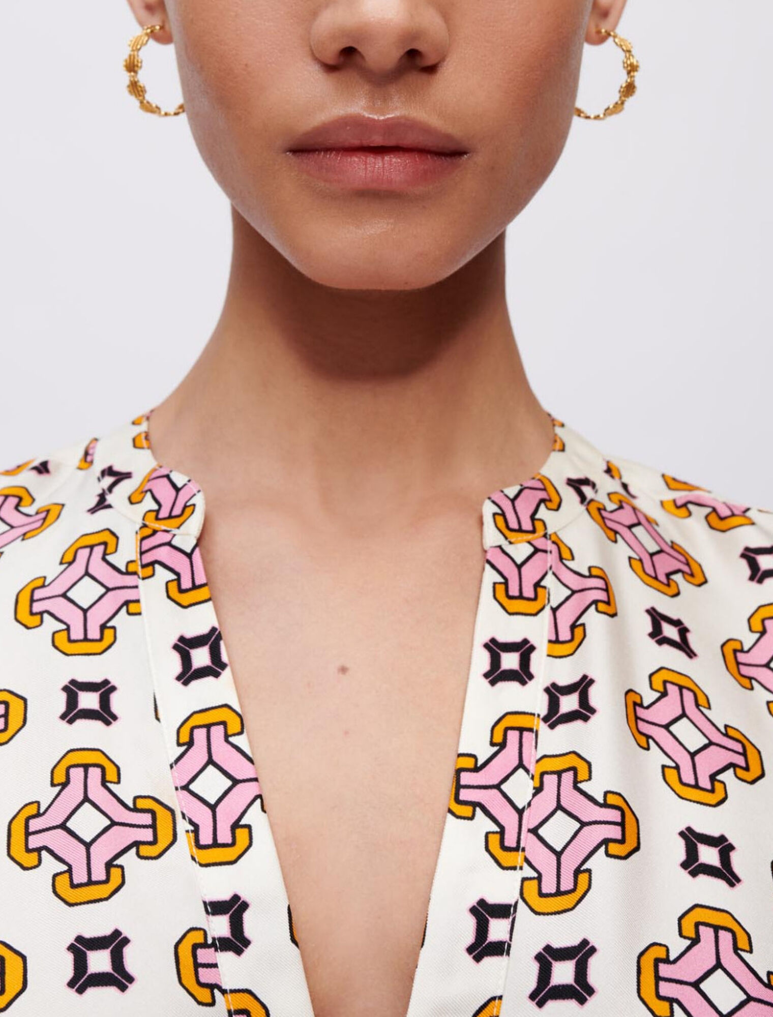 Vestido de seda estampada