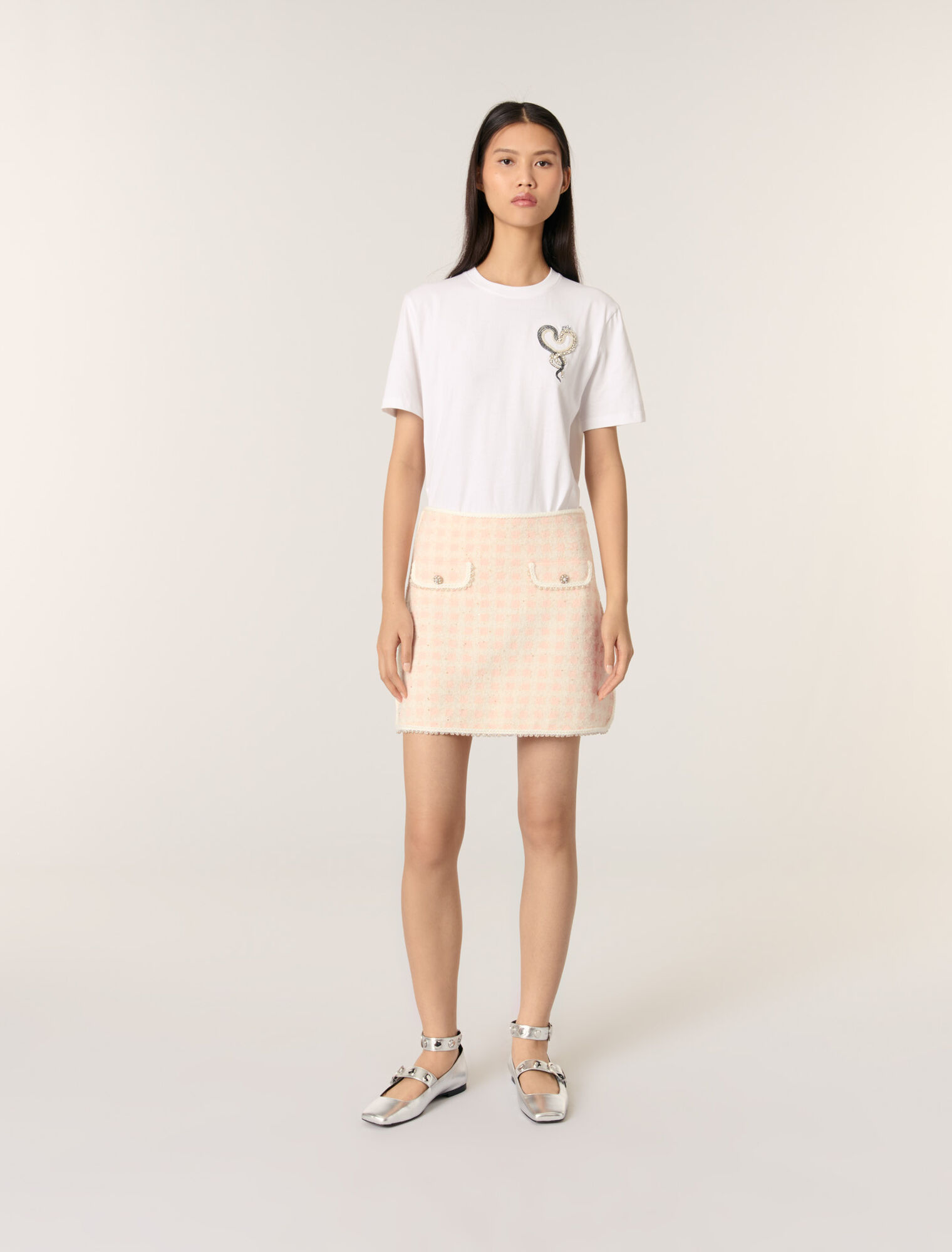 Falda corta de punto efecto tweed
