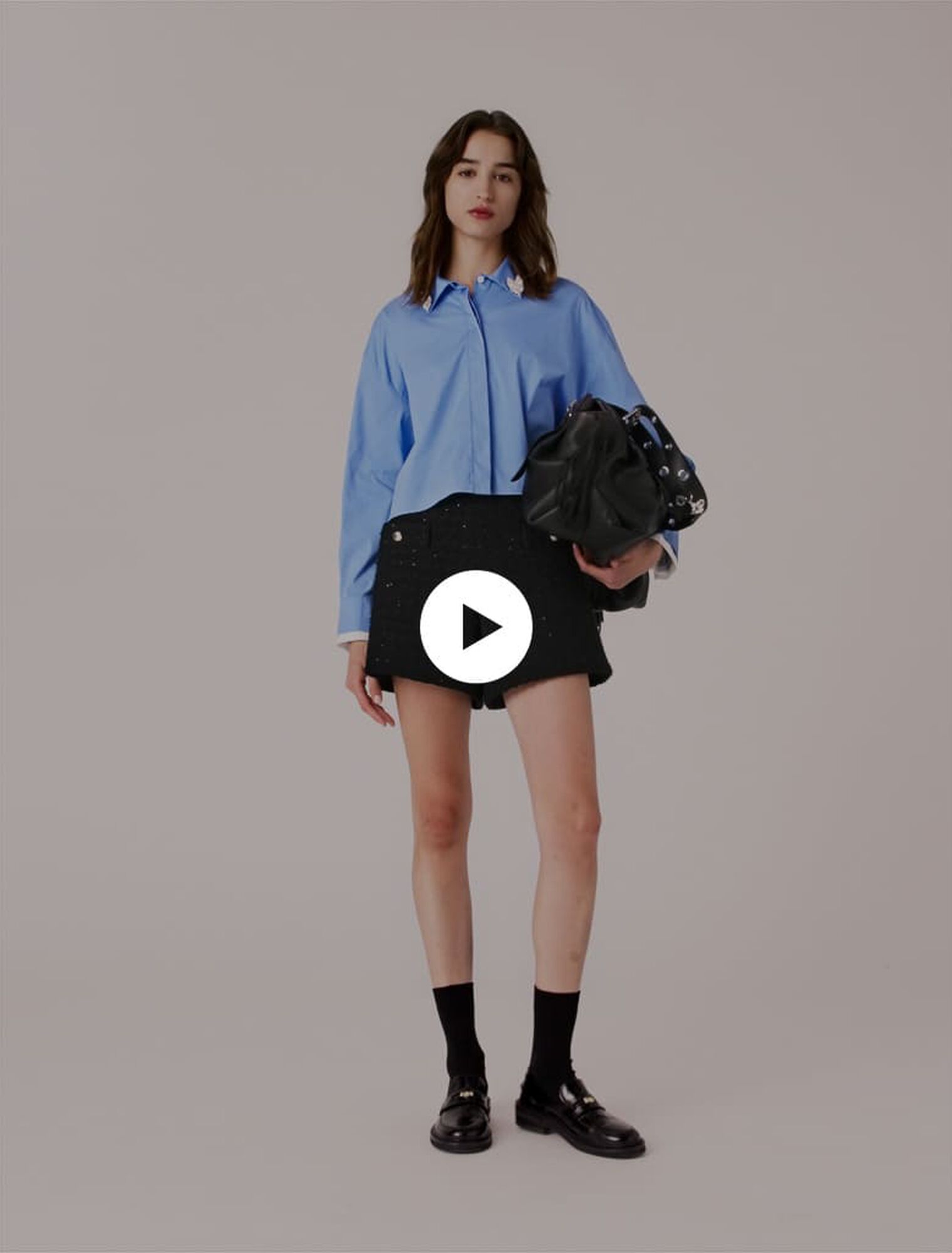 Short de tweed con pedrería