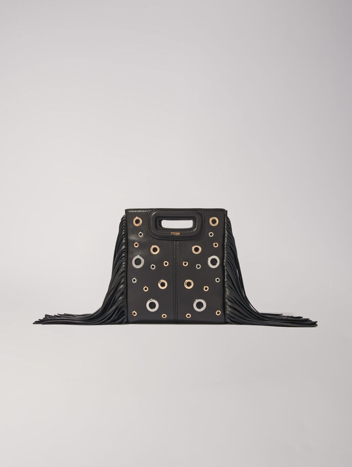 Bolso M mini de cuero con ojales
