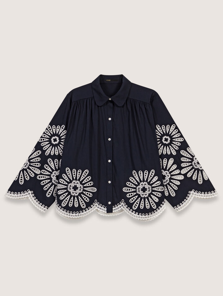 Camiseta corta con detalles de ganchillo