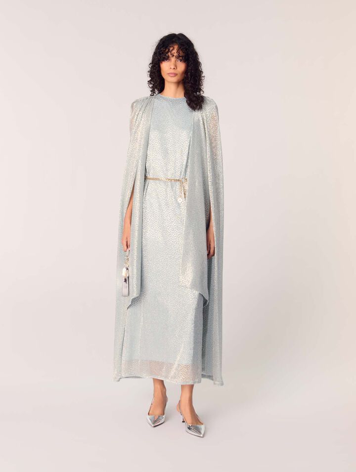 Vestido largo con capa de lurex