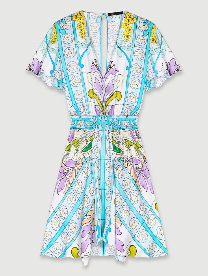 Vestido corto de satén estampado