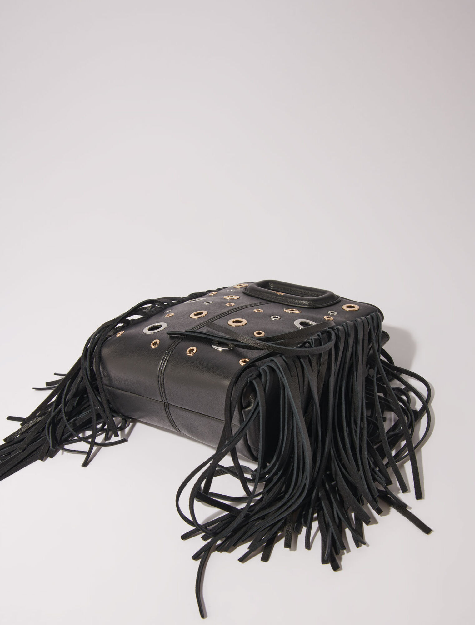 Bolso M mini de cuero con ojales