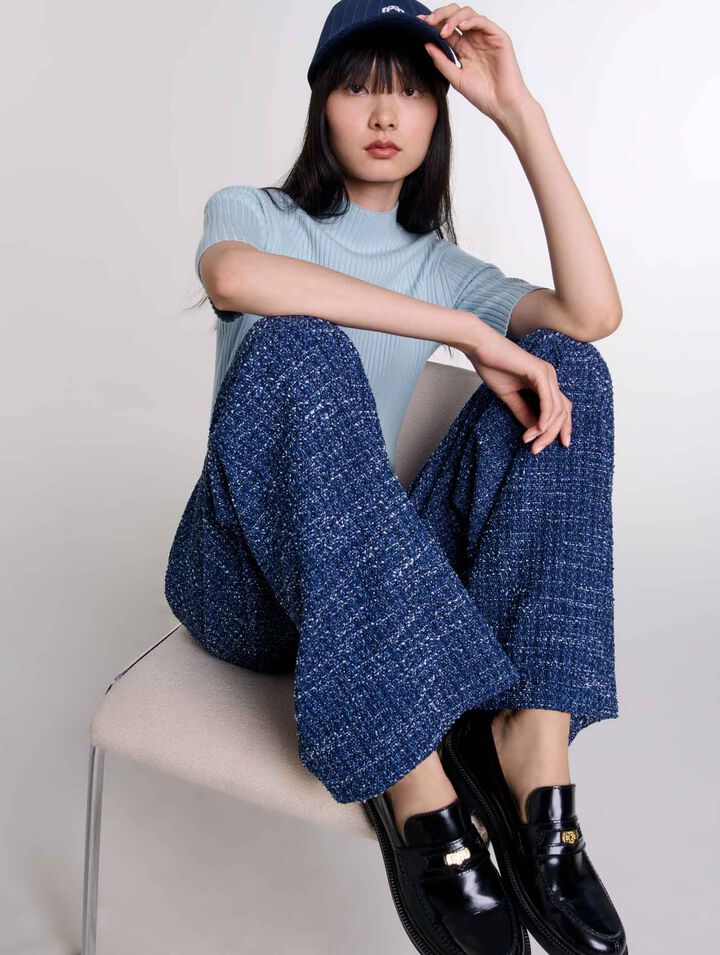 Pantalón ancho de tweed
