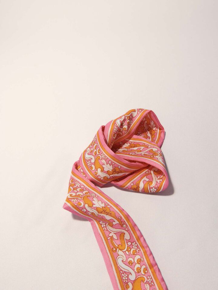 Pañuelo estampado de flores 90x5 cm