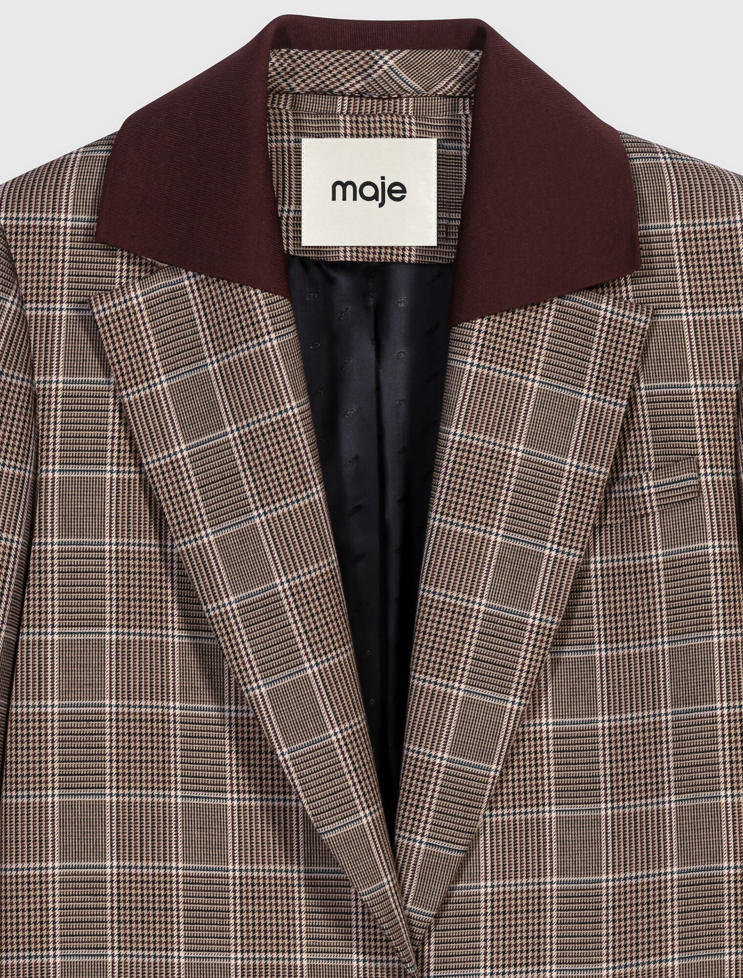 Chaqueta a cuadros cuello extra&iacute;ble