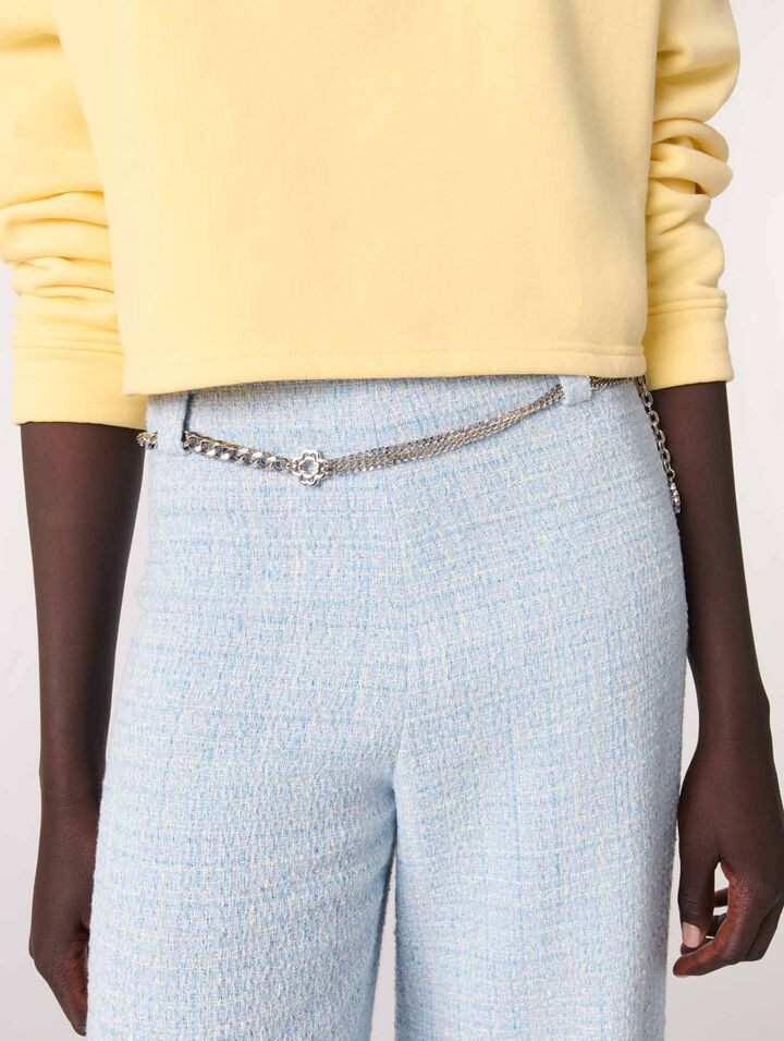 Pantalón de tweed con cinturón