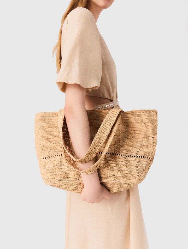 Bolso cabás de ganchillo en rafia