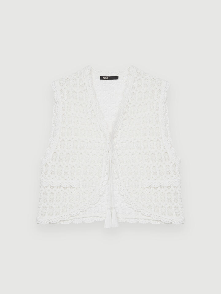 Chaqueta pequeña sin mangas de guipur