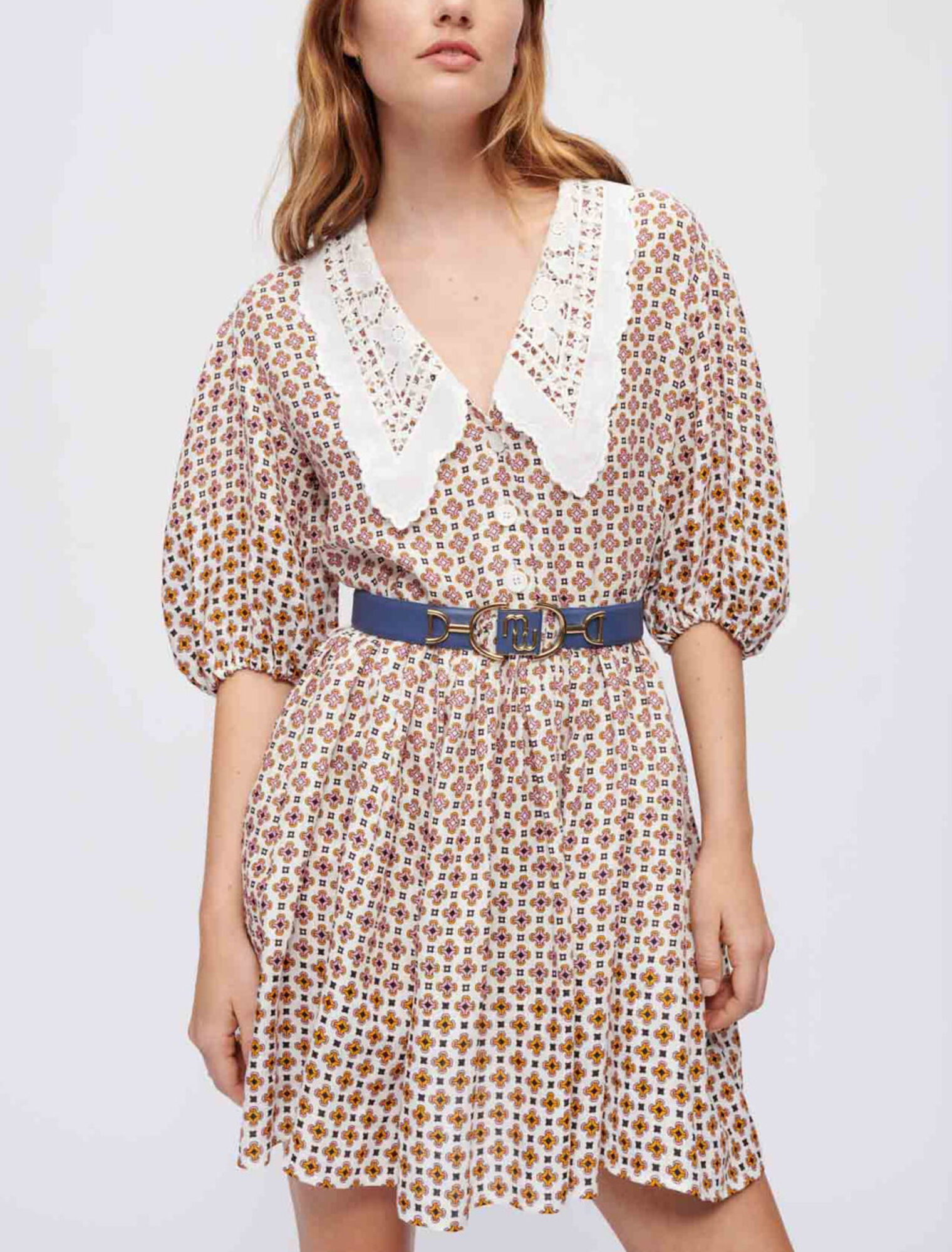 Vestido de lino estampado