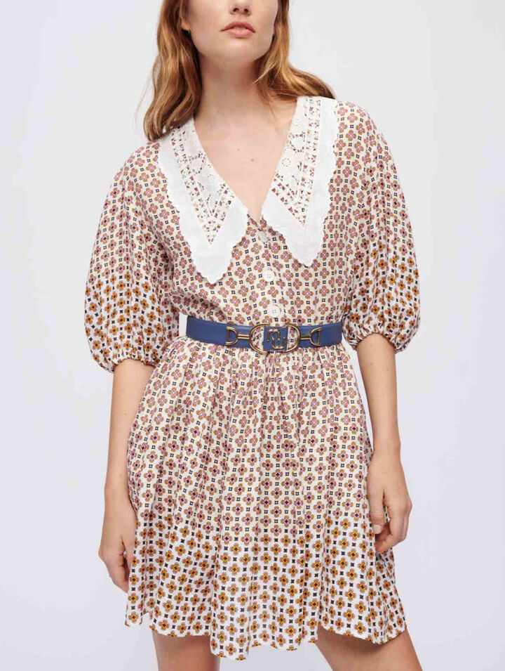 Vestido de lino estampado