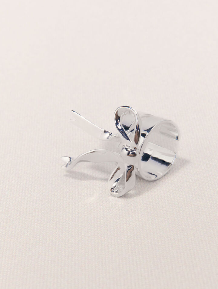 Anillo abierto nudo plateado