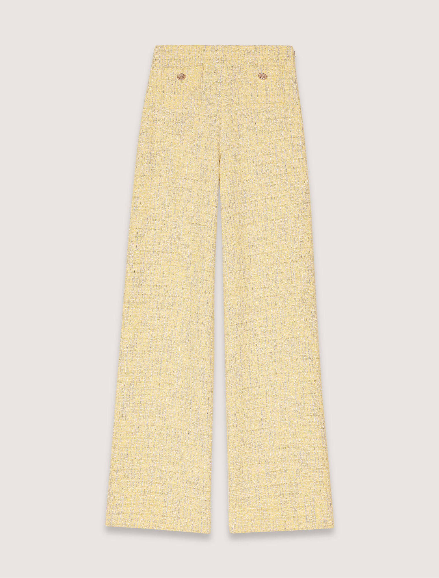 Pantalón recto de tweed y lúrex