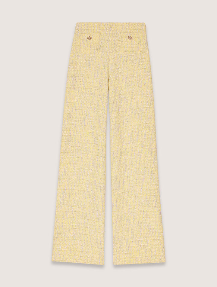 Pantalón recto de tweed y lúrex