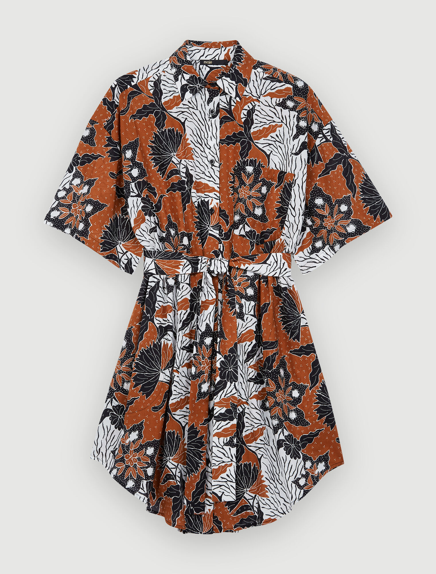 Vestido camisero de voile de algodón