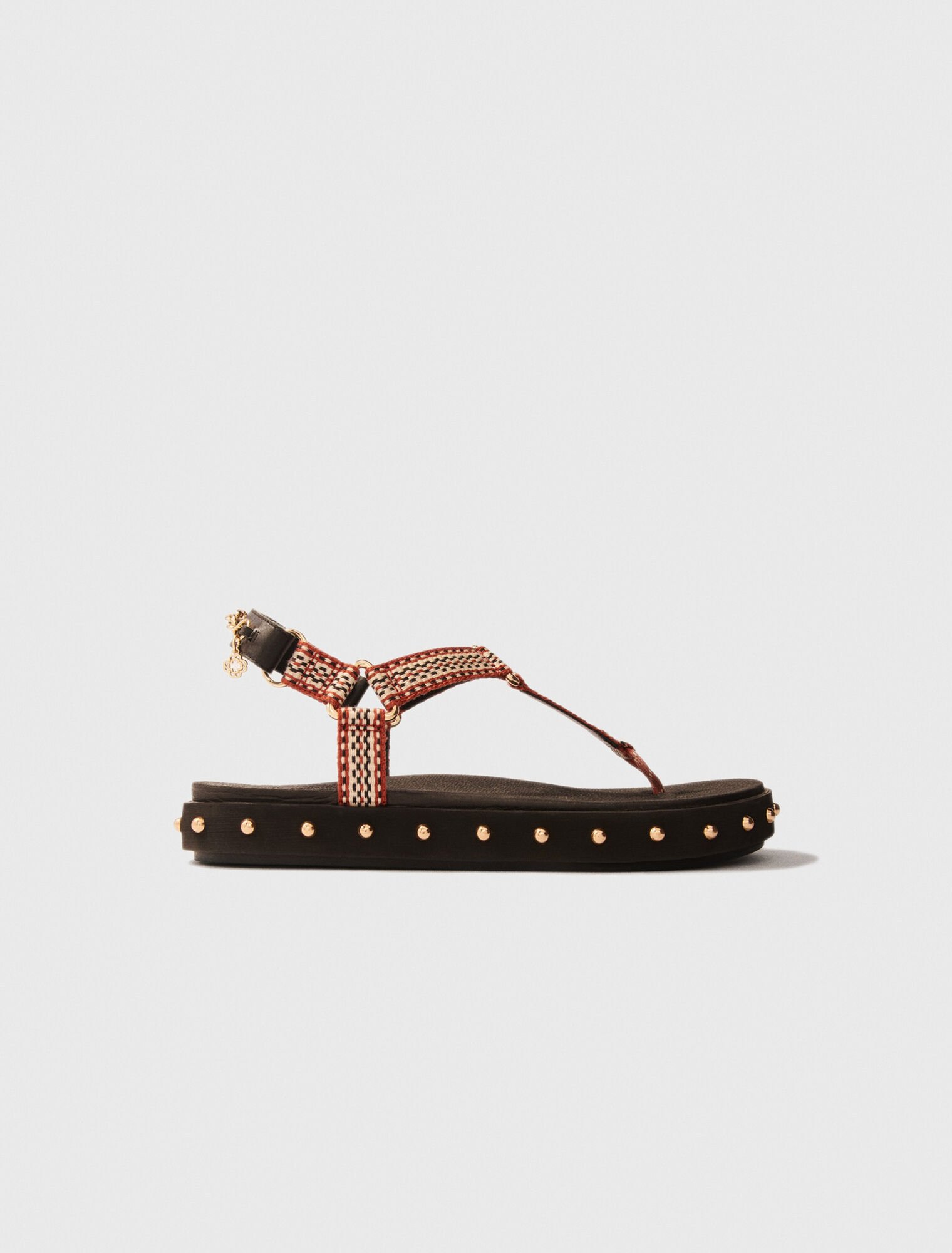 Sandalias planas de cuerda y piel