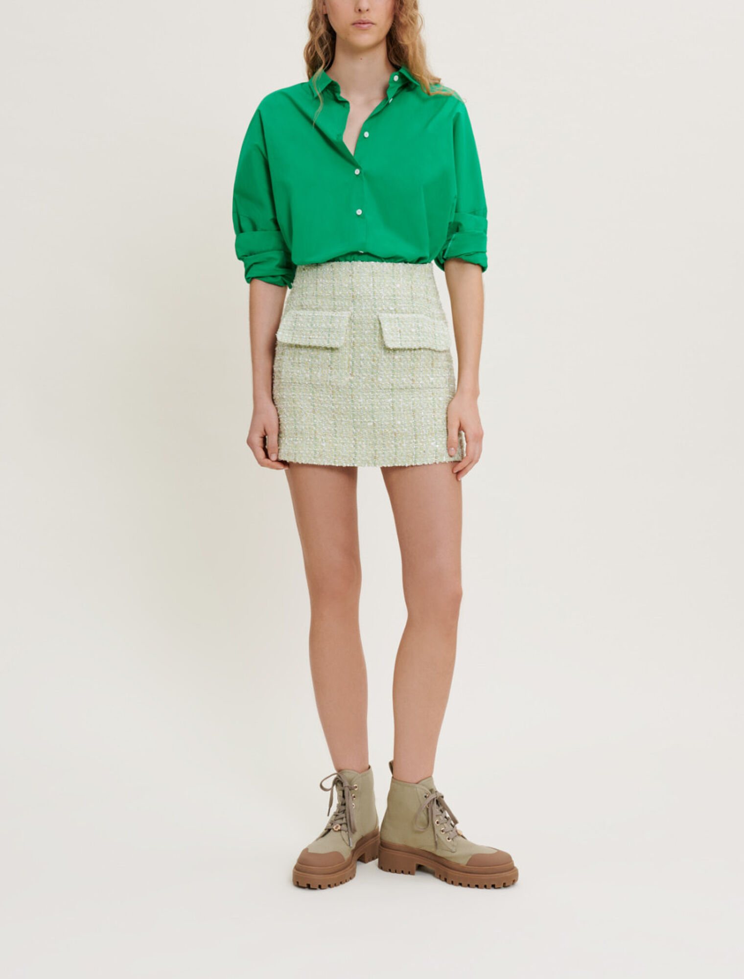 Falda de tweed brillante