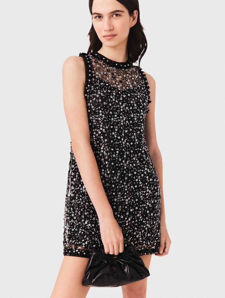 Vestido con strass de motivo floral
