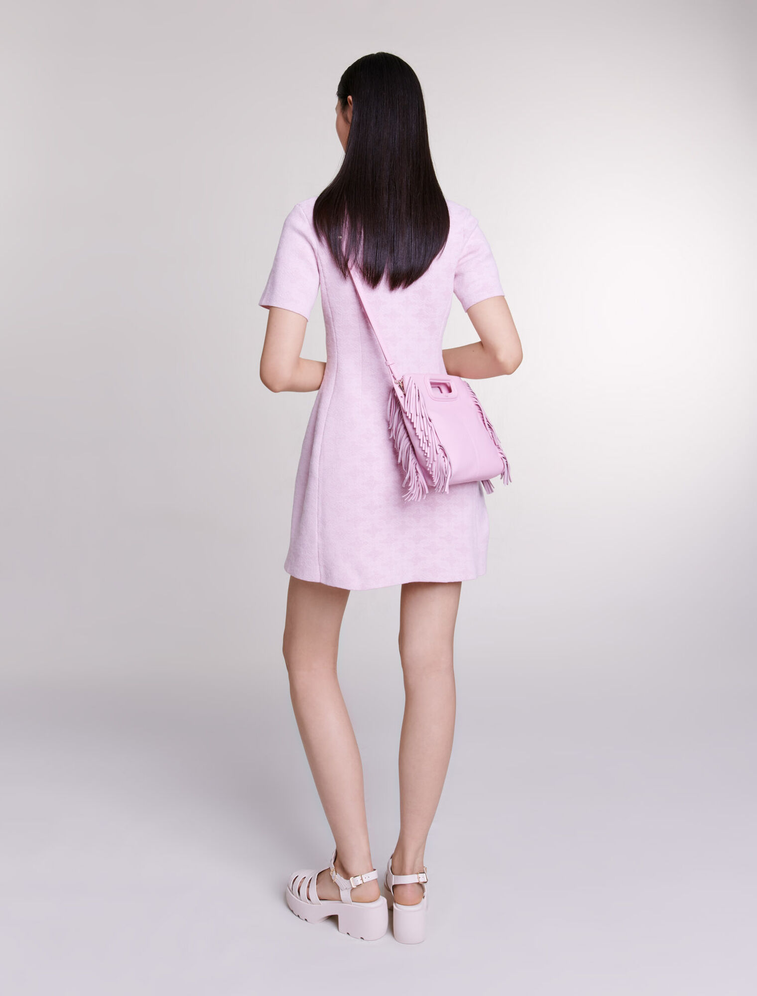 Vestido corto de punto jacquard