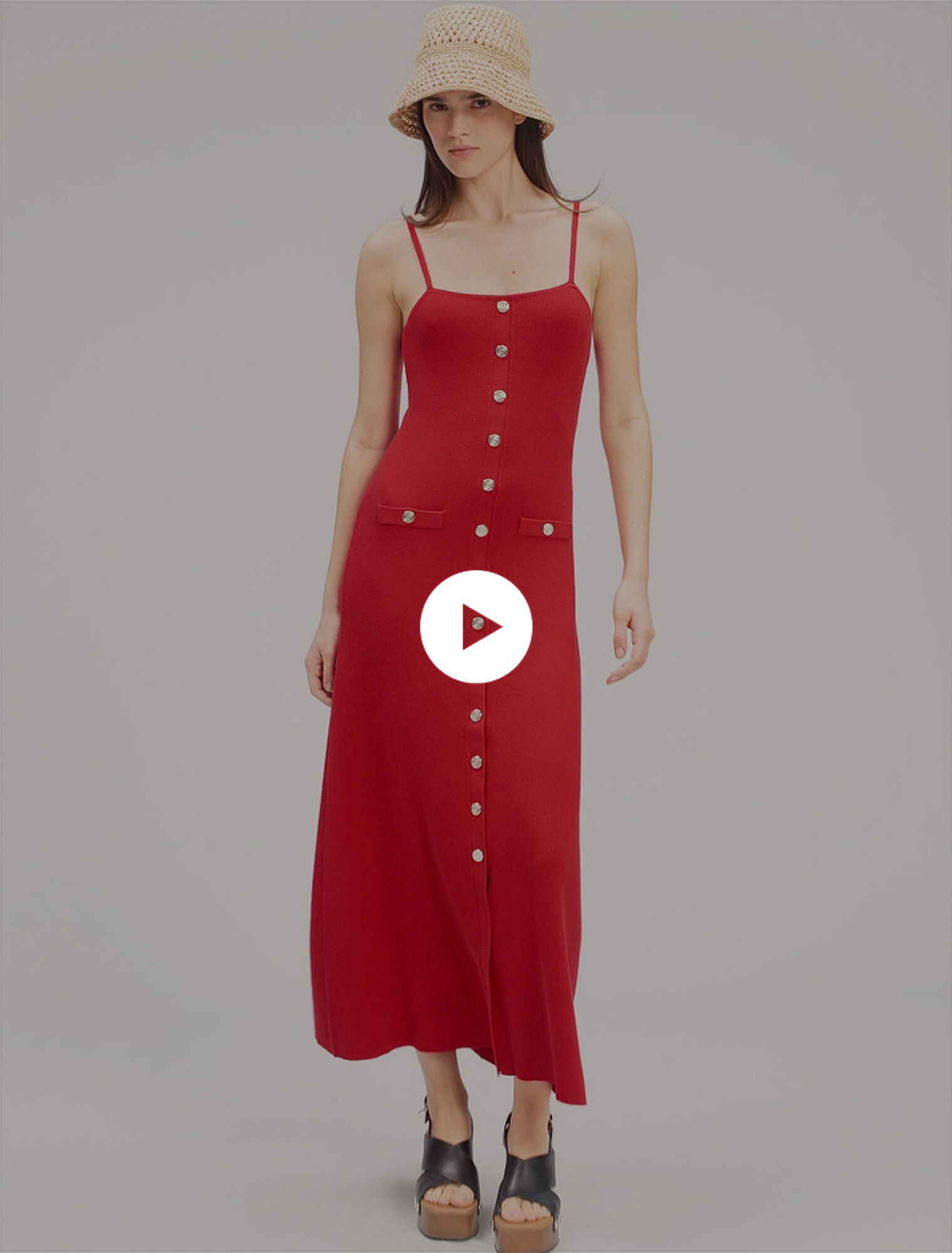 Vestido largo de punto de canalé