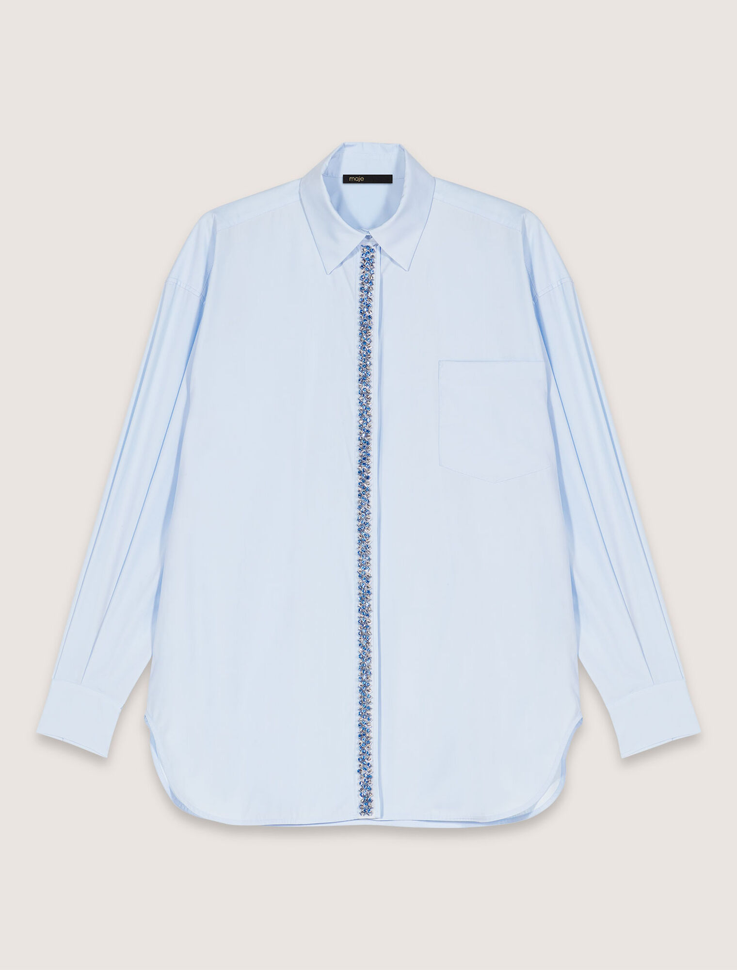 Camisa de popelina con estrás