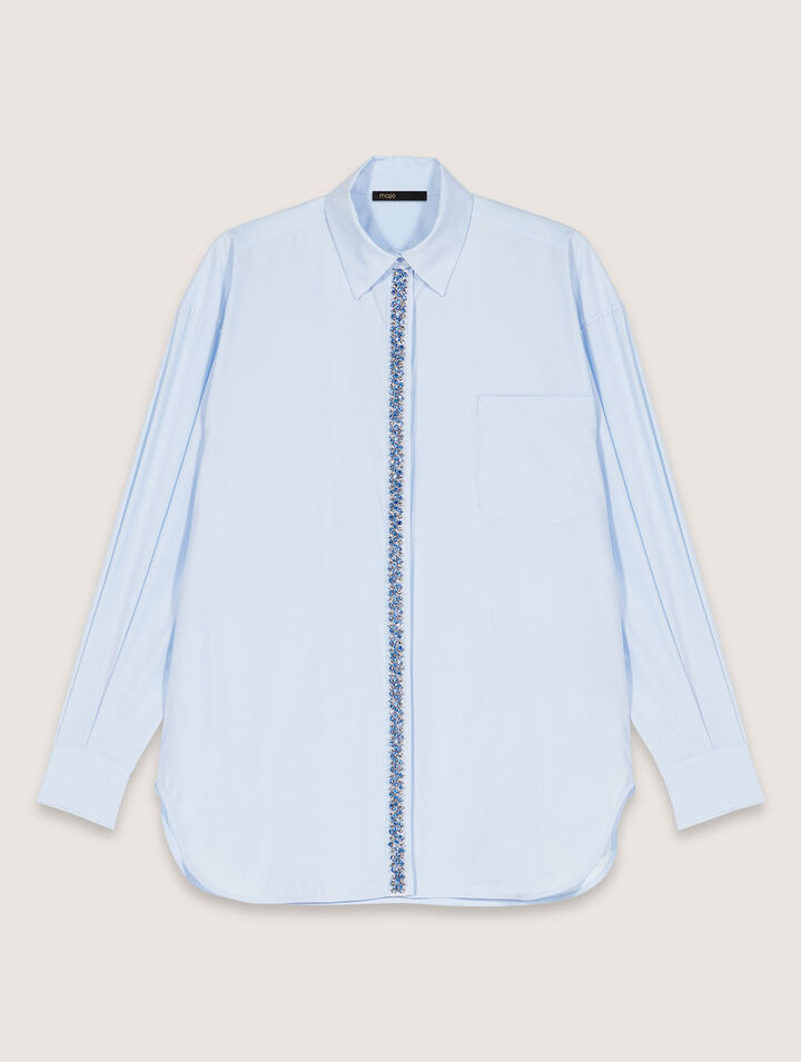 Camisa de popelina con estrás