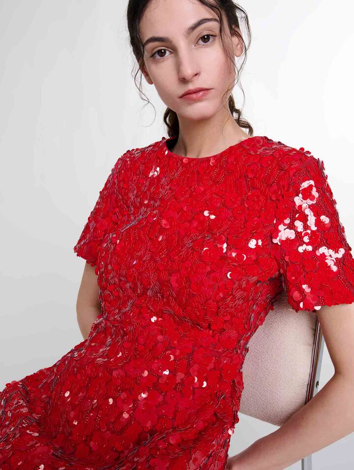 Vestido corto lentejuelas flores