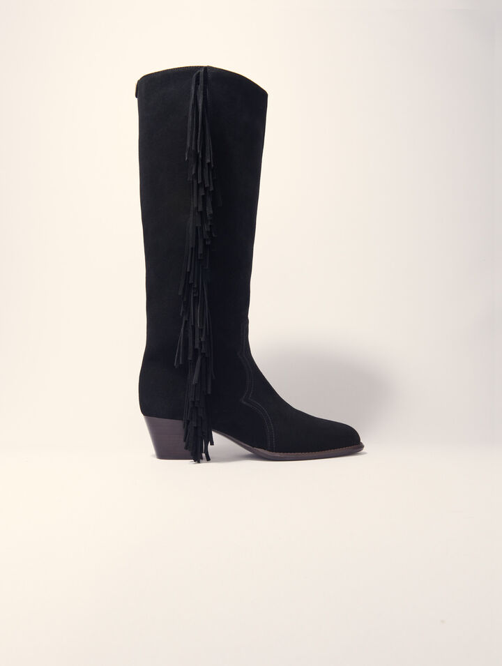 Botas de vaquero de ante con flecos