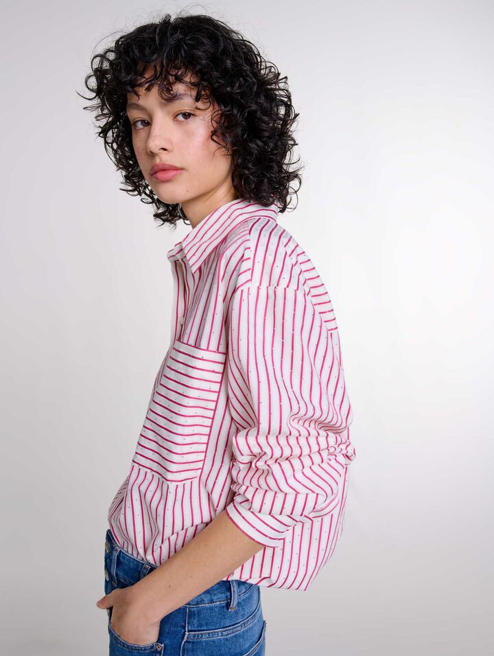 Camisa a rayas con pedrería